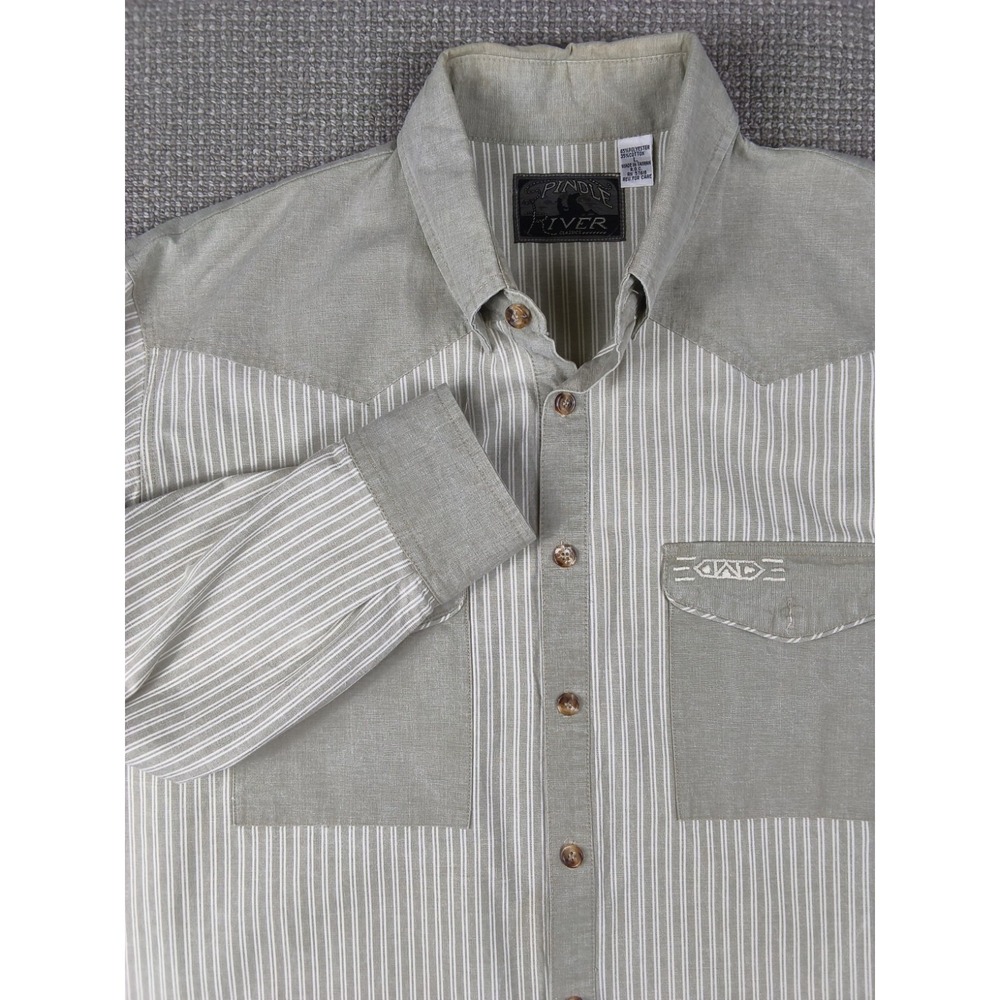Vintage Pindle River Men's L Western Button Down Shirt Striped 90s